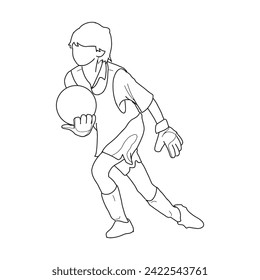 Soccer pose 5 goalkeeper vector line art isolated