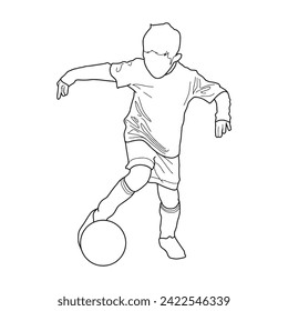 Soccer pose 8 field vector line art isolated