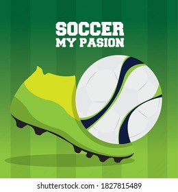 Afiche de fútbol con una pelota de fútbol - Ilustración vectorial