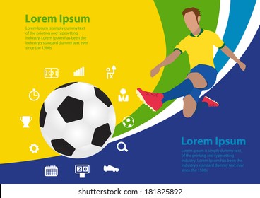 Soccer poster Brazil, vector illustration template design