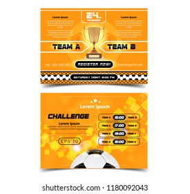 Soccer Poster design. Football Ball flyer concept. Design For Sport Bar ticket sale sport promotion. Tournament, Championship Flyer Design. Vector Soccer Sport Club, Academy Flyer or Invitation