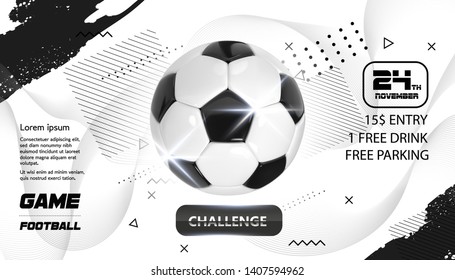 Soccer Poster design. Football Ball flyer concept. Design For Sport Bar ticket sale sport promotion. Tournament, Championship Flyer Design. Vector Soccer Sport Club, Academy Flyer or Invitation - Shutterstock ID 1407594962