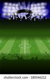 Soccer Poster with Fans and Field, vector
