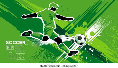 Soccer poster, Football template banner , Sport layout design, green theme