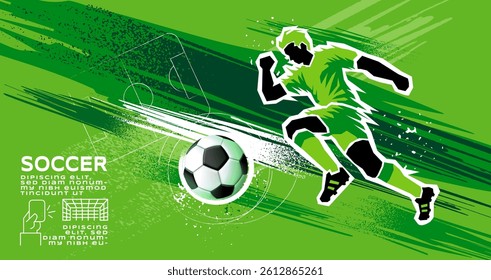 Soccer poster, Football template banner , Sport layout design, green theme
