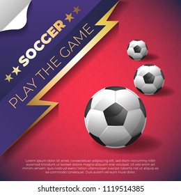 Soccer poster on red background with ball