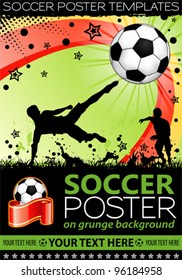 Soccer Poster with Players with Ball on grunge background, element for design, vector illustration