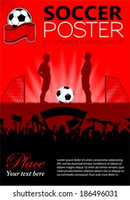 Soccer Poster with Players and Fans, vector illustration