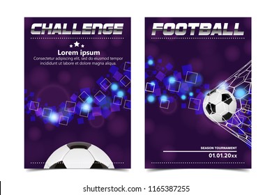 Soccer Poster Vector. Football Ball. Design For Sport Bar Promotion. Tournament, Championship Flyer Design. Football Club, Academy Flyer. Invitation Illustration.