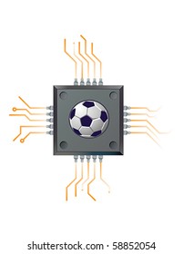 Soccer Powered Computer Chip Illustration in Vector