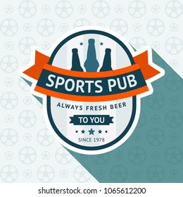 Soccer pub badge, vector illustration 10 EPS, on a blue background