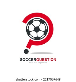 Soccer question logo vector logo design. Suitable for business, football, sport, and question mark