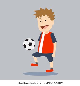 Soccer red dark blue jersey cartoon character in action