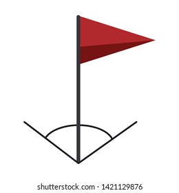 Soccer red flag in corner isolated symbol vector illustration graphic design