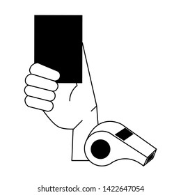 Soccer red referee card with whistle sport cartoons vector illustration graphic design