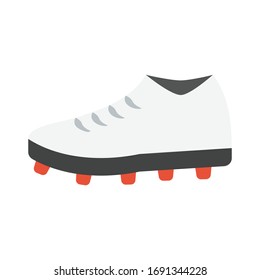 Soccer Red Studed Shoes Concept, Football leather cleat on white background, Sports Gaming Footwear Vector Icon Design, Game Player Sneaker outfit symbol