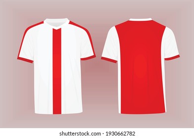 La camiseta roja y blanca del fútbol. ilustración vectorial