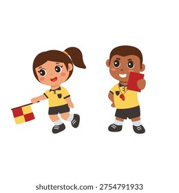 Soccer referee and assitant referee vector illustration