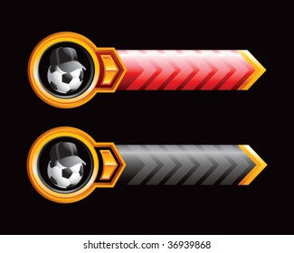 soccer referee ball on arrow banners