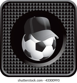 soccer referee ball on black checkered web button