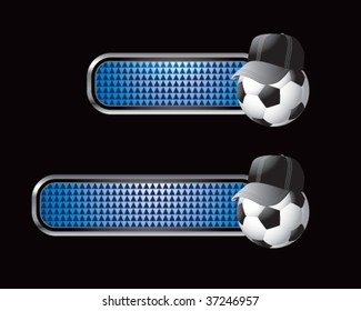Fußball-Schiedsball auf blauen Karteireitern