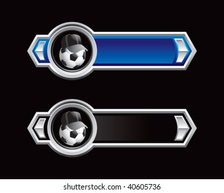 soccer referee ball on blue and black arrows