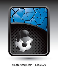soccer referee ball on blue cracked background
