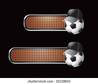 soccer referee ball on brown tabs