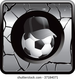 Fußball-Schiedsrichter-Ball auf riskiertem silbernem Web-Symbol