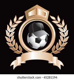 Fußball-Schiedsball auf goldenem königlichem Display