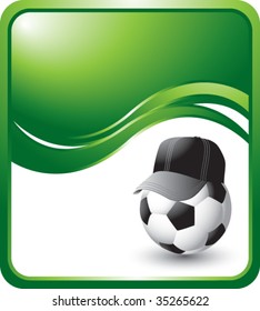 soccer referee ball on green wave background