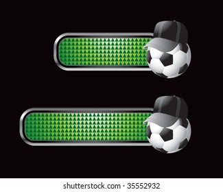 soccer referee ball on green checkered tabs