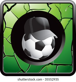 soccer referee ball on green cracked web icon