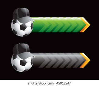 soccer referee ball on green and black arrows