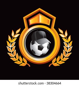 pelota de árbitro de fútbol sobre la cresta real naranja