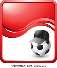 soccer referee ball on red wave background