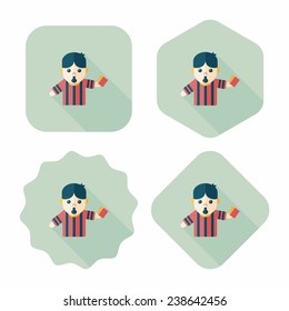 soccer referee flat icon with long shadow, eps10