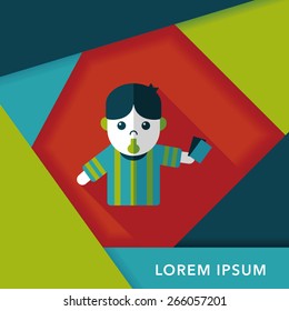 soccer referee flat icon with long shadow,eps10