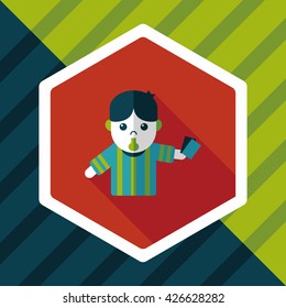 soccer referee flat icon with long shadow,eps10