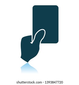 Soccer Referee Hand With Card Icon. Shadow Reflection Design. Vector Illustration.