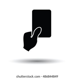 Soccer referee hand with card  icon. White background with shadow design. Vector illustration.