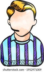 soccer referee icon in watercolor style
