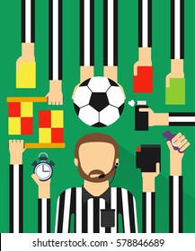 Soccer referee modern design fla sett.Vector illustration