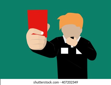 soccer referee showing a red card vector 