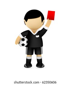 Soccer referee showing red card