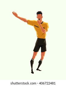 soccer referee signaled a penalty. vector illustration with sport character