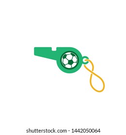 Soccer referee whistle and soccer ball vector illustration