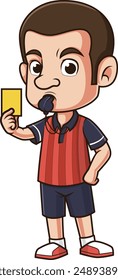 Ilustración vectorial de tarjeta amarilla de árbitro de fútbol