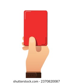 Soccer, referees hand with red card vector illustration