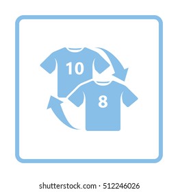 Soccer replace icon. Blue frame design. Vector illustration.